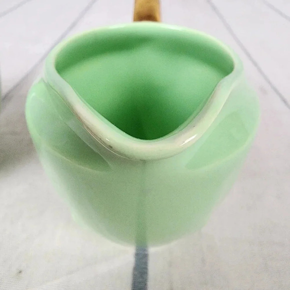 Vintage 1940s Biltons Open  Sugar and Creamer Set England Pistachio Green Gold - Picture 16 of 16